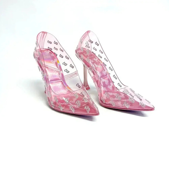 NWOT ALDO x Barbie Stessy Heels - Barbietessy Clear Embellished Stiletto Glitter - Picture 5 of 14